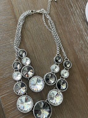 Versona Silver-Tone Multi-Circle Crystal Necklace